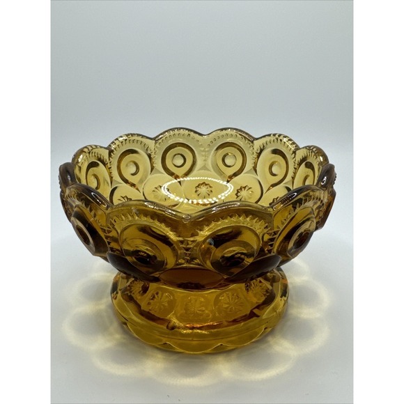 L.E. Smith Other - L.E. Smith Moon and Stars Amber Footed Glass Small Candy Dish Bowl
